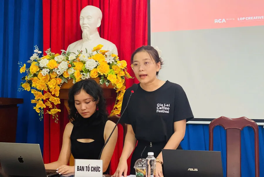 Bà Nguyễn Thị Thanh Tâm, Trưởng Ban tổ chức, giới thiệu các hoạt động chính tại Gia Lai Coffee Festival 2025