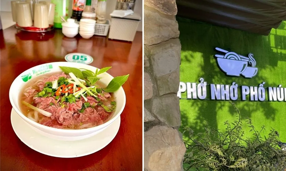 Du khách nước ngoài thưởng thức món phở khô đặc sản tại quán Phở Nhớ Phố Núi Pleiku