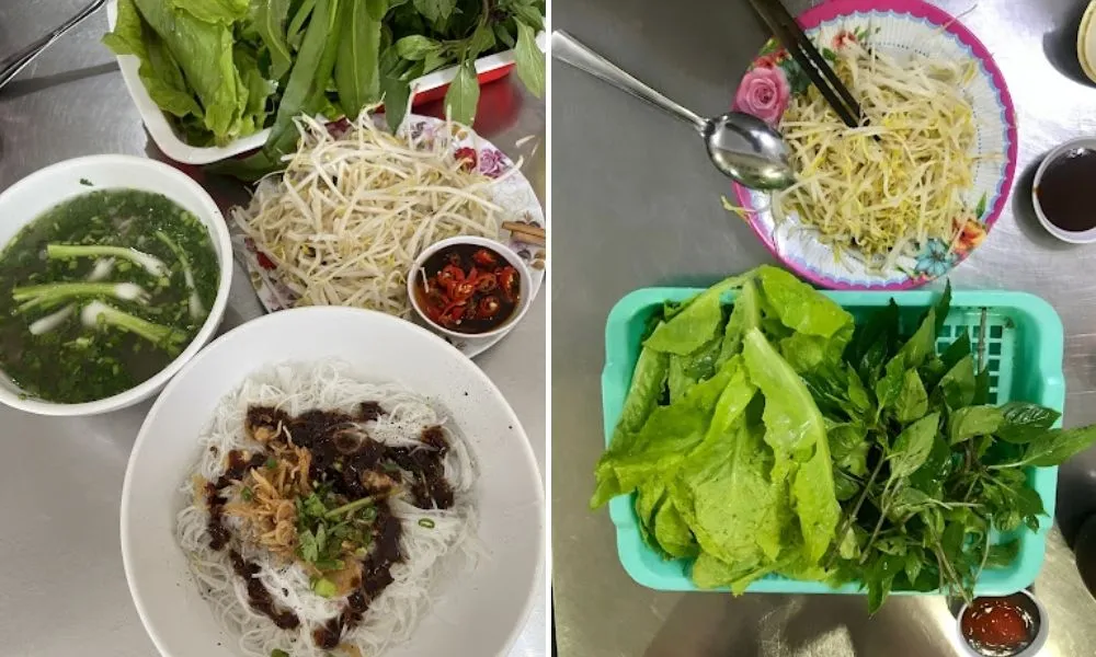 Suất phở khô Bé Tư được trình bày đẹp mắt, đầy đặn với sợi phở nhỏ và thịt gà xé