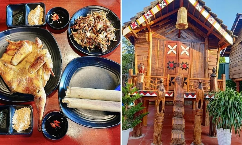 Thưởng thức đặc sản gà nướng cơm lam trong không gian nhà sàn đậm bản sắc Tây Nguyên tại KSOR HNAO